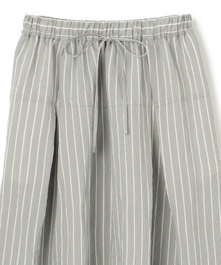 BEIGE， 【洗える】FREESIA / イージーウエストストライプフレアスカート Green Stripe