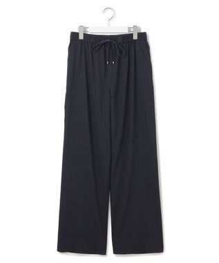23区 【洗える】リネンレーヨンストレッチ ドロスト ワイド パンツ ネイビー系