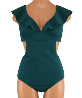 San-ai Resort（三愛水着楽園） フリルワンピース水着　9M　【San-ai Resort（サンアイリゾート）】 グリーン