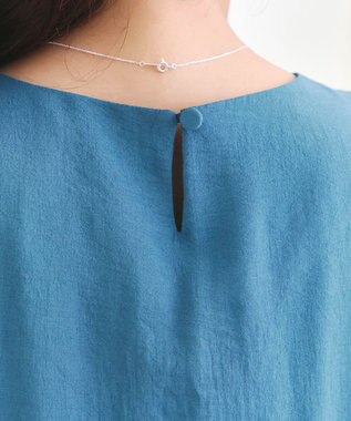 Tiaclasse 【洗える】 配色Aラインサックワンピース ターコイズ