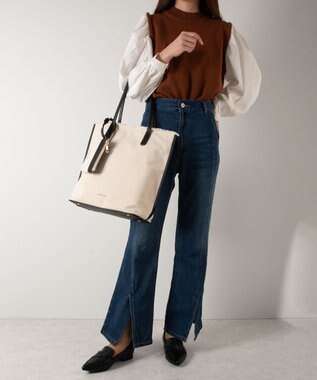 LA BAGAGERIE 【MONICA】A4フリンジキャンバストート ブラック×アイボリー