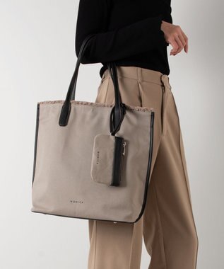 LA BAGAGERIE 【MONICA】A4フリンジキャンバストート グレージュ×ブラック