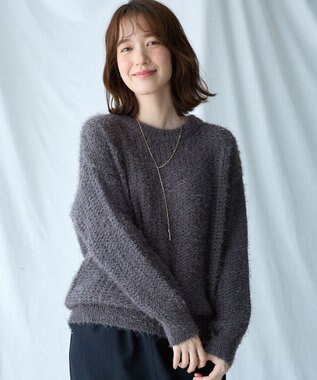 ANY 【洗濯機可】フェザーメッシュニット チャコール