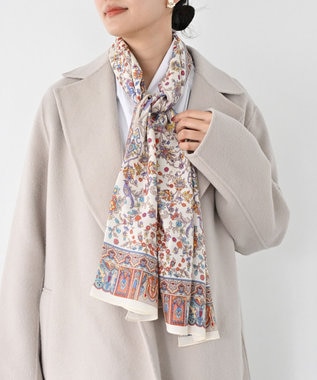 Marca ＜オシャレに防寒＞【Marcaオリジナル 】小鳥さらさペルシャウールロング シルクウール ロングスカーフ