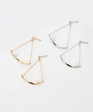 Phoebe 【金属アレルギー対応】スライヴパールトライアングルピアス　ゴールド/ニッケルフリー ゴールド