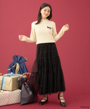 earth music&ecology Ｄｉｓｎｅｙ／フィガロ刺繍袖フェザーニット Ivory