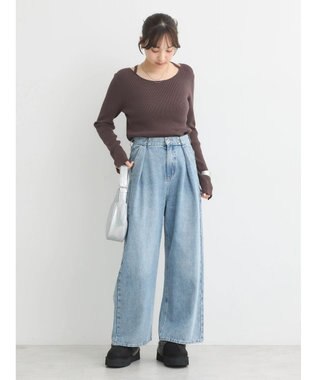 earth music&ecology タックホックデニムパンツ Light Indigo