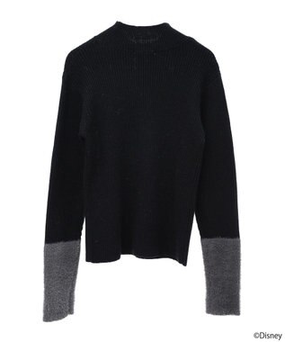 earth music&ecology Ｄｉｓｎｅｙ／フィガロ刺繍袖フェザーニット Black