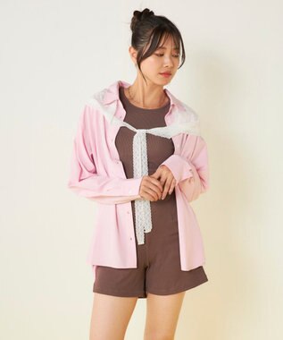 OP／FILA 【ocean pacific】デイリーオーバーサイズシャツ/UVカット ピンク