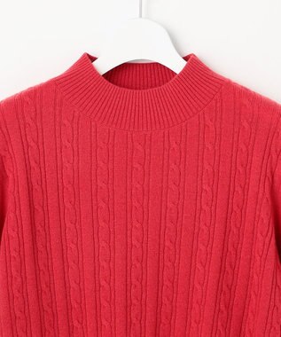 J.PRESS LADIES L WOOL BLEND AIR ハイネック ニット チェリーレッド系