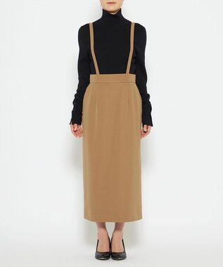 uncrave 【防しわ・UVカット・洗濯機洗い可】バルキーツイル スカート(サスペンダー付き)（uncrave STANDARD） キャメル