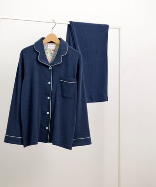 une nana cool 【綿100%】やわらか杢フライスパジャマ MADE WITH LIBERTY FABRIC ネイビー