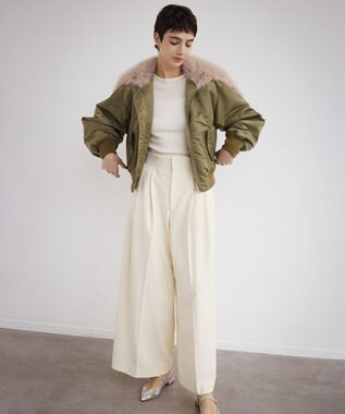 NAVE 【Nave・洗える】2WAYツイル ワイドパンツ アイボリー系