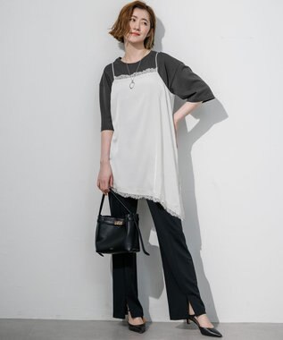 23区 【先行予約】ドロップショルダー メッセージ ロゴTシャツ グレー系