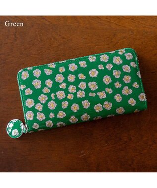 tsumori chisato CARRY グリッターフラワー ラウンドファスナー 長財布 グリーン