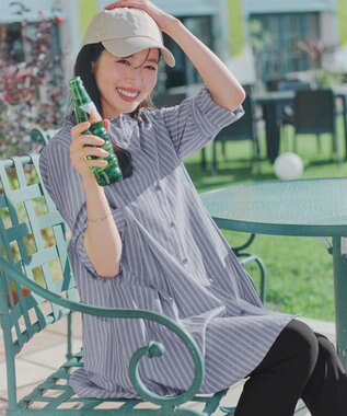 Tiaclasse L 【新色追加】バンドカラーシャツチュニックブラウス