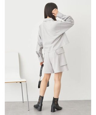 earth music&ecology ジップショートシャツ Light Gray