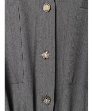 Green Parks ・ＥＬＥＮＣＡＲＥ　ＤＵＥ　Ｖネックイロイロ釦ワンピース Gray Mixture