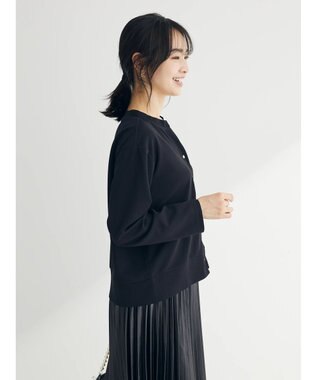 Green Parks カットジョーゼットドットボタンカーディガン Black