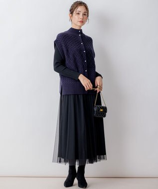 組曲 S 【WEB限定】バルキーニット ベスト ネイビー系