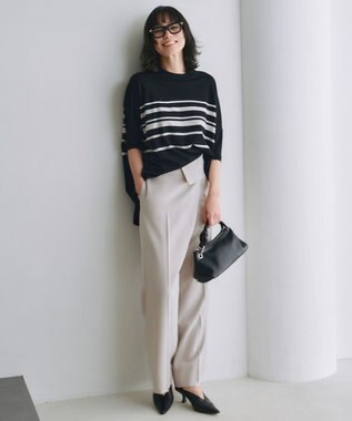 ICB L 【UVケア・接触冷感・速乾・防シワ・洗える】 FluidBackSatin デザインワイドパンツ トープ系