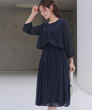 Tiaclasse 【新色追加】シフォンドレープワンピース ネイビー