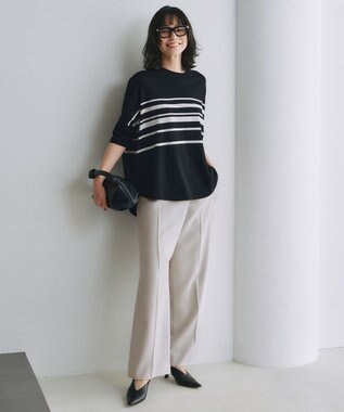 ICB L 【UVケア・接触冷感・速乾・防シワ・洗える】 FluidBackSatin デザインワイドパンツ トープ系