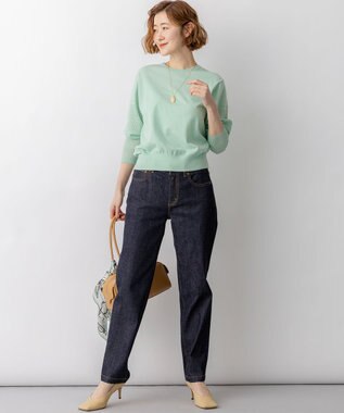 23区 L 【先行予約】ネオコンフォートストレッチ レーシーデザイン ニット スモーキーグリーン系