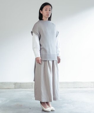 AND WOOL 〈上質な素材と手仕事から生まれた優しいニット〉オーガニックコットンロングベスト