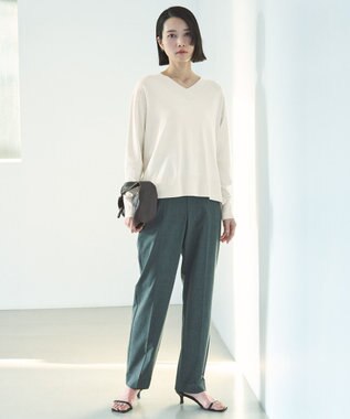 UNFILO L マイビューティ Vネック ニット グレージュ