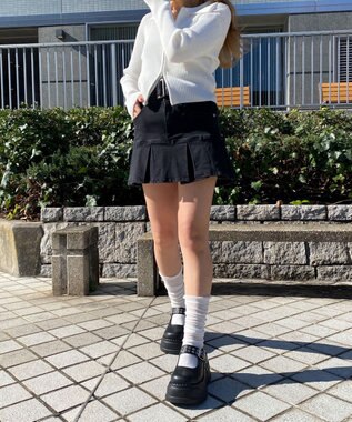 WEGO 厚底ハトメワンストラップシューズ ブラック