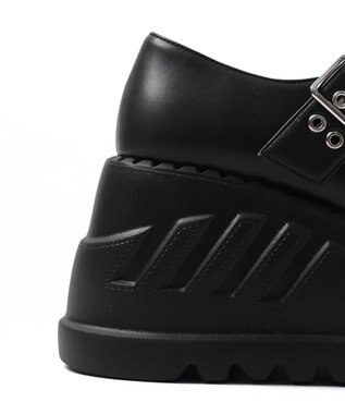 WEGO 厚底ハトメワンストラップシューズ ブラック