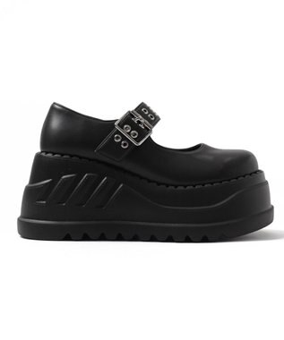 WEGO 厚底ハトメワンストラップシューズ ブラック