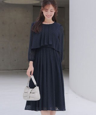 Tiaclasse 【新色追加】シフォンドレープワンピース ネイビー