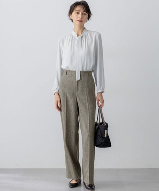 23区 S 【洗える】バックサテンアムンゼン ボウタイ ブラウス ライトグレー系