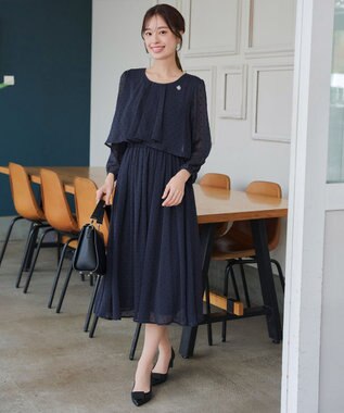 Tiaclasse 【新色追加】シフォンドレープワンピース ネイビー