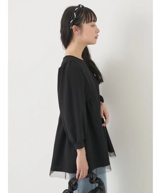 earth music&ecology チュールドッキングチュニック Black