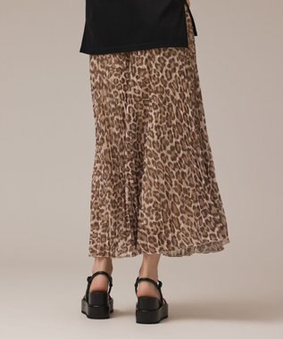 GRACE CONTINENTAL ヒョウ柄ロングプリーツスカート ベージュ