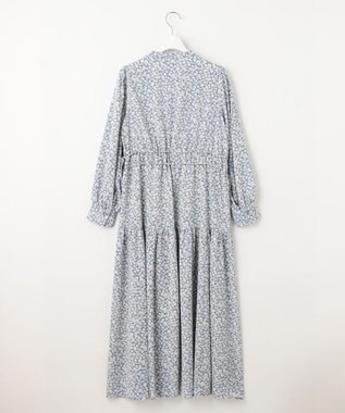 Feroux 【洗える】フラワープリントドロスト ワンピース スカイブルー系