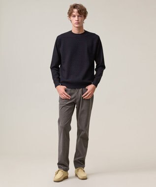 J.PRESS MEN 軽やかに着映える上質ベーシック【ストレッチ / イージーケア】【FLEX YARN】クルーネック ニット ネイビー系