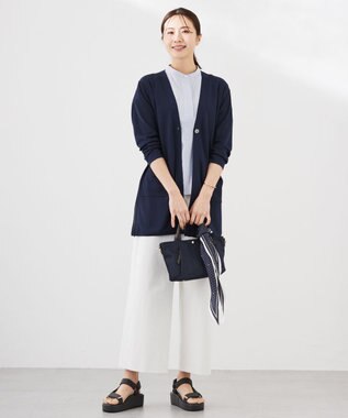 J.PRESS LADIES L 【洗える】Vis/Peスパーク ミディ丈 カーディガン ネイビー系