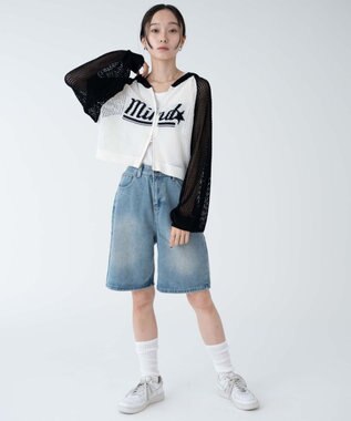 WEGO メッシュラグランニットパーカー ブラック