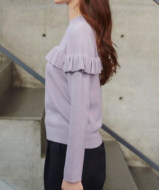 Tiaclasse L モックネックフリルニットトップス ラベンダー