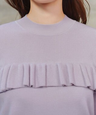 Tiaclasse L モックネックフリルニットトップス ラベンダー
