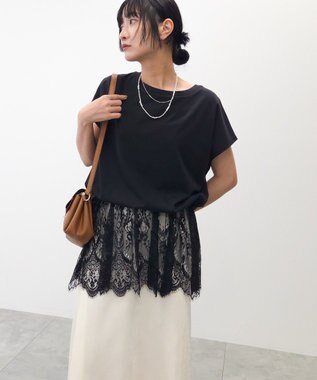 Green Parks レースドッキングフレンチプルオーバー Black