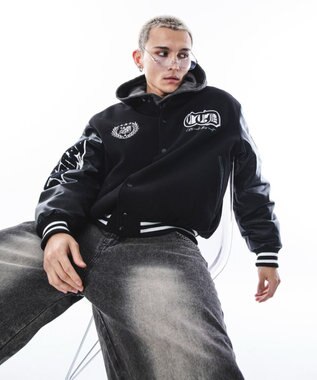 WEGO 【ユニセックス着用ITEM】メルトンワッペンスタジャン ブラック