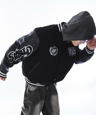 WEGO 【ユニセックス着用ITEM】メルトンワッペンスタジャン ブラック