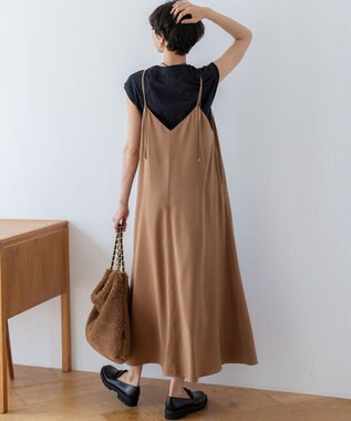 23区 L 【洗える】コンパクトヤーン フレンチスリーブ Tシャツ ブラック系