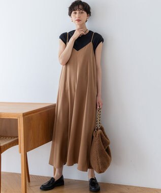 23区 L 【洗える】コンパクトヤーン フレンチスリーブ Tシャツ ブラック系