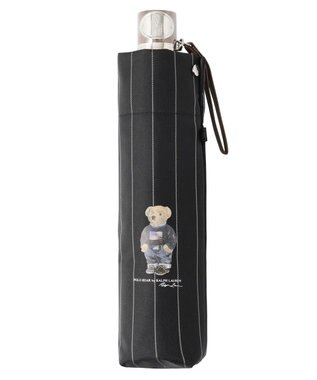 MOONBAT POLO RALPH LAUREN メンズ 折りたたみ傘 ストライプ×BEAR 65cm ブラック